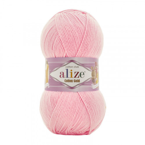 Пряжа бавовняна Alize Cotton Gold Ніжно-рожевий №518 (Алізе Коттон Голд) 100гр, 330м нитки для в'яза