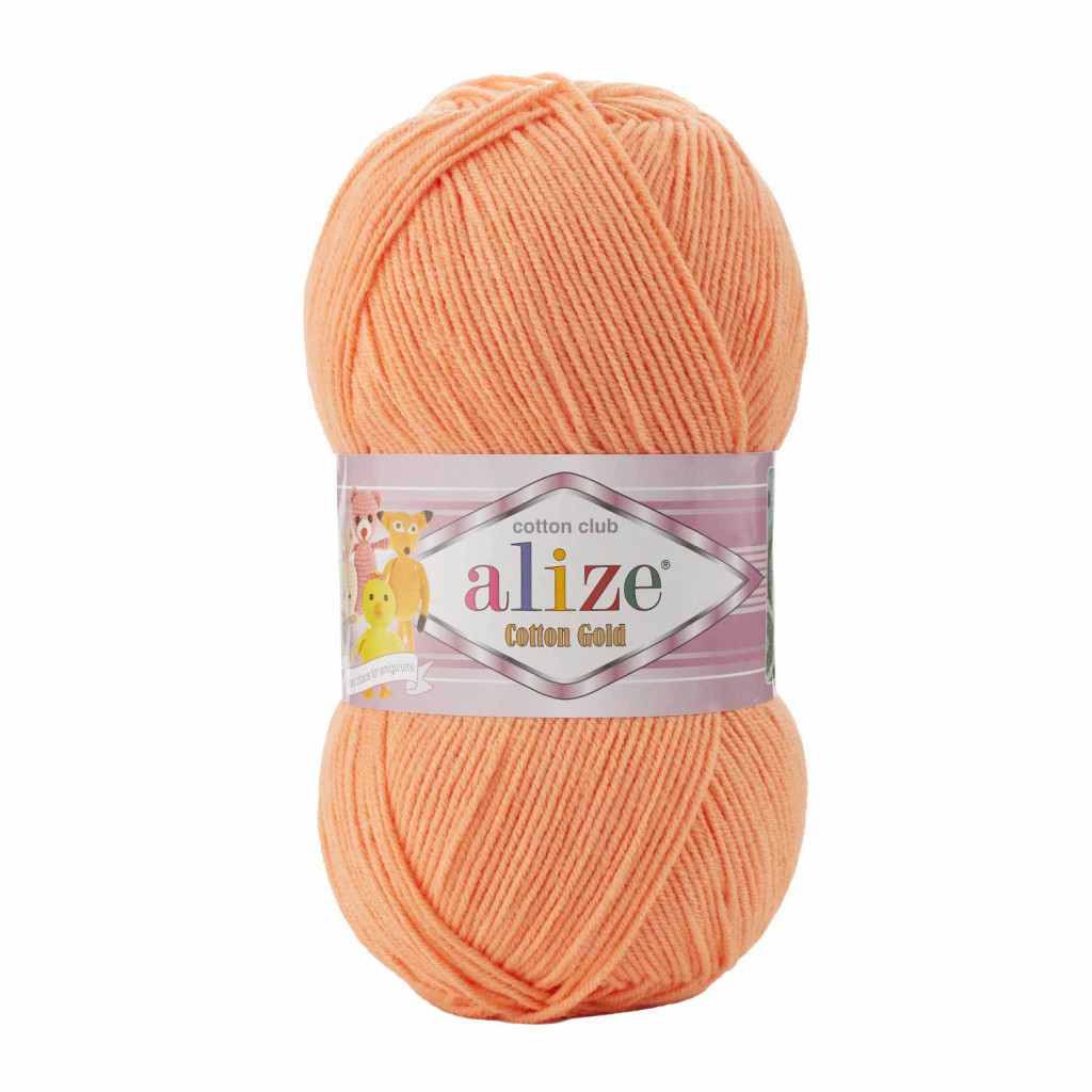 Пряжа бавовняна Alize Cotton Gold Абрикос №449 (Алізе Коттон Голд) 100гр, 330м нитки для в'язання