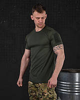 Мужская армейская футболка ВСУ coolmax Oliva, Весенняя тактическая футболка потоотводящая военная одежда