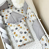 Комплект постільної дитячої білизни для ліжечка Happy night Мордочки вусаті сірі топ