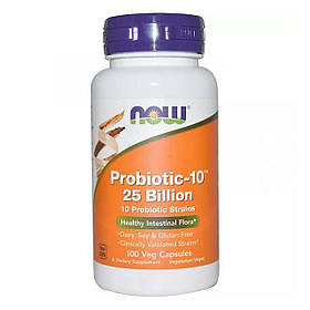 Пробіотики (Probiotic-10) 25 млрд КУО 100 капсул NOW-02933