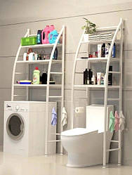Стелаж підлоговий у ванній кімнаті для зберігання речей над пральною машиною/унітазом білий