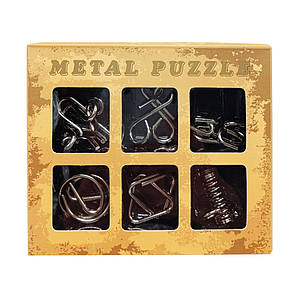 Набір головоломок металевих "Metal Puzzle" 2116, 6 штук у наборі (Бежевий)