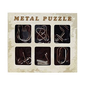 Набір головоломок металевих "Metal Puzzle" 2116, 6 штук у наборі (Сірий)