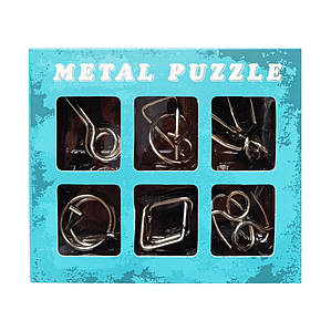 Набір головоломок металевих "Metal Puzzle" 2116, 6 штук у наборі (Синій)