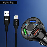 Зарядне автомобільне BRUM BM-AQ002 QC3.0 (3USB 7A) Lightning