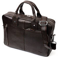 Надежная сумка-портфель на плечо KARYA 20974 кожаная Коричневый sp