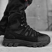 Военные ботинки черные Ninja's, мужские берцы на резиновой прошитой подошве водоепроницаемые