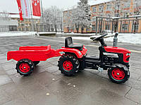 Трактор дитячий педальний з причепом червоний