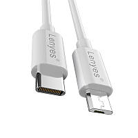 Кабель LENYES LC701 Micro USB/Type-C (2.4A) (1M) Білий