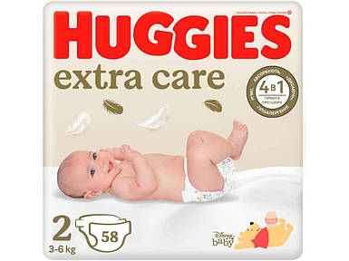 Підгузки р.2 58шт Пiдгузки дитячі (хагіс) (3-6кг) Extra Care Jumbo ТМ HUGGIES FG