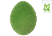 Набор (4шт) декора Яйцо с флоковым напылением, 4*5.5см, цвет - зеленый лайм 113-100 - 12 шт УПАКОВКА ТОВАР ОТ
