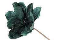 Декоративна квітка Магнолії з оксамиту з гліттером 35см, колір - евкаліпт 709-702 ЗАЛИШОК