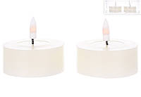 Светодиодная восковая свеча с живым пламенем - набор 2шт, 7*6см (2хАА не входят в комплект), теплый белый