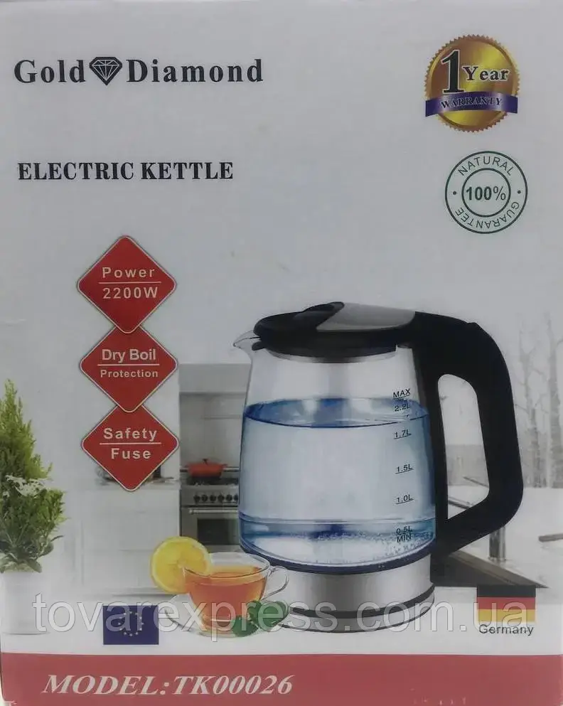 Электрический чайник Gold Diamond, электрический чайник, электрочайник для кухни,TE - фото 2 - id-p2112614953