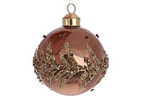 Елочный шар с декором из бисера 8см, цвет - коричневый RM5-898 ОСТАТОК