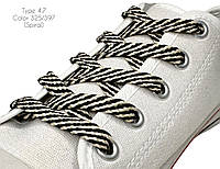 Шнурки взуттєві 100 см Плоскі чорний +бежевий спираль (Тип 4.7)