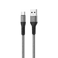 Кабель Budi M8J197T USB - Type-C (2.4A) (2M) Сірий