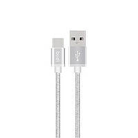 Кабель Budi M8J172T USB - Type-C (2.4A) (1M) Сріблястий