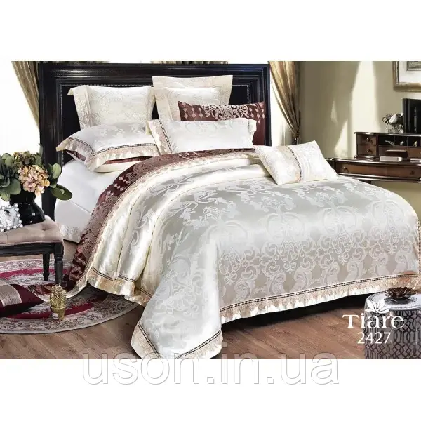 Комплект постільної білизни Tiare сатин жакард євро розмір 2427, фото 1
