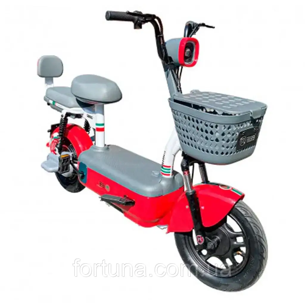 Електроскутер  350W (48V 14,5 Ah) Червоний з корзиною, фото 1