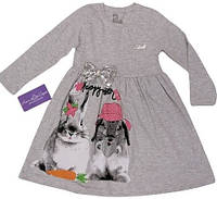 Платье для девочки Кролик Pink рост 98,104,110,116 см Серое (1119)