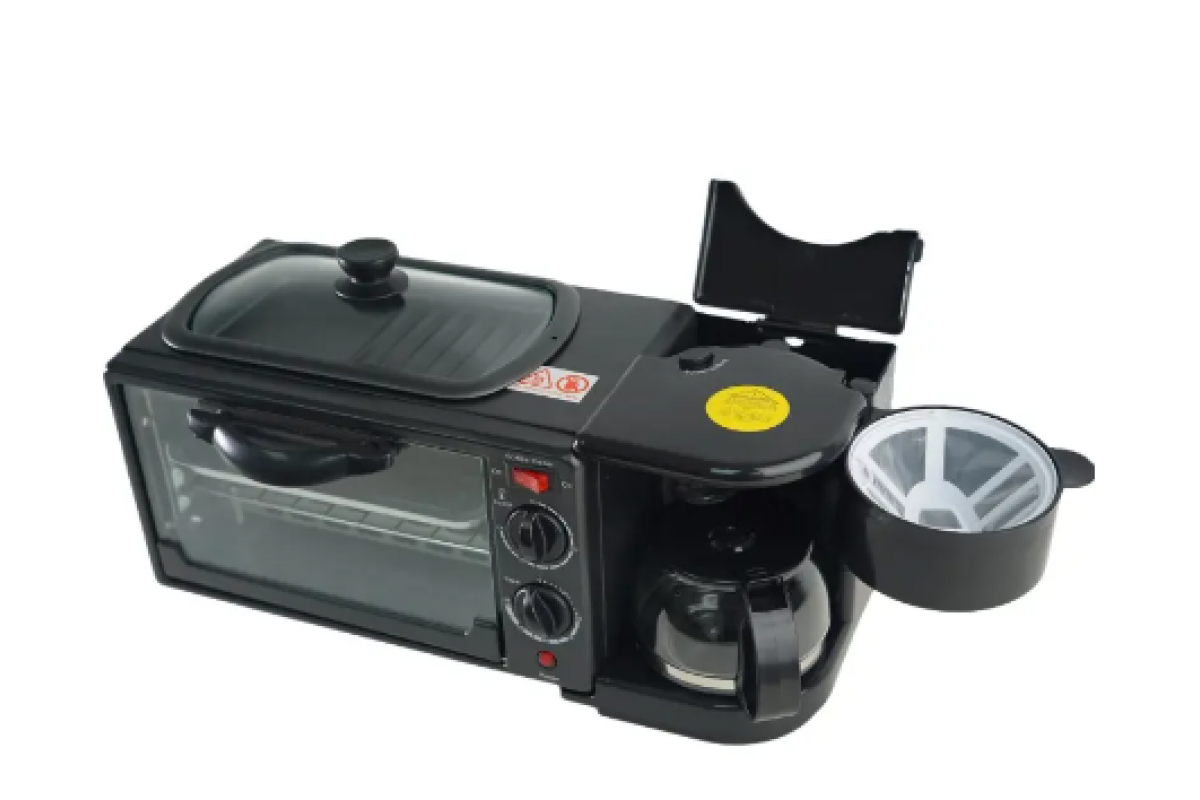 Печь электрическая настольная для кухни с кофеваркой и сковородой Gold Diamond, электропечь, сковорода,PM - фото 5 - id-p2112630186