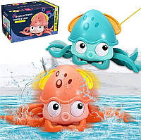 Заводная игрушка "Cute octopus" (розовая), осьминог игрушка, игрушка для купания,PM