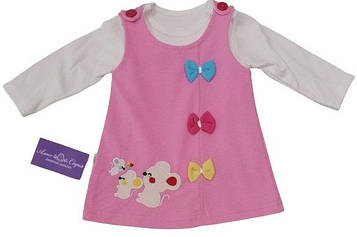 Сарафан для дівчинки зі світшотом Million Babies на зріст 74,80,86 см Рожевий з білим (1120)
