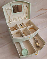 Шкатулка сундук органайзер коробка футляр для хранения украшений бижутерии 20.5х15.5х10 см.Зеленый