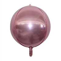 Фольгированный шар сфера 3D розовый, 55 см. (Китай)