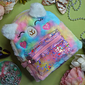 Рюкзак для дівчаток з кольоровим хутром розмір 23х22х10 см