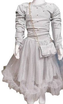 Сукня святкова для дівчинки на зріст 98 см Срібна (633)