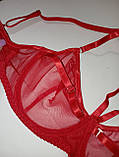 Жіноча білизна в червону прозору сітку з регуляторами, еротична спідня білизна в сіточку, фото 3