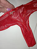 Жіноча білизна в червону прозору сітку з регуляторами, еротична спідня білизна в сіточку, фото 4