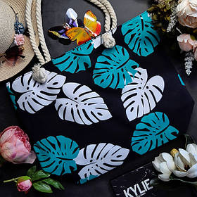 Жіноча пляжна сумка з малюнком листя розмір 47х37х15 см