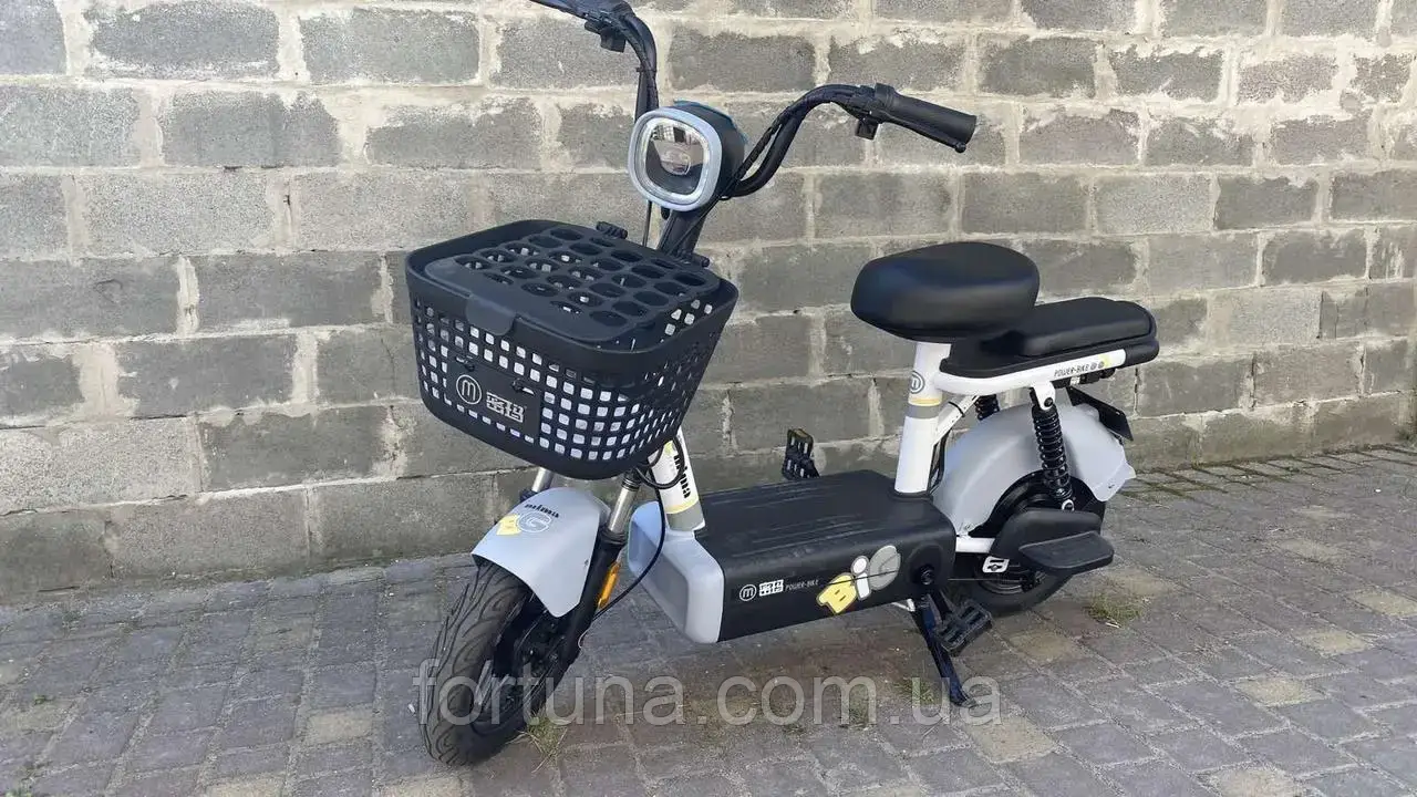 Електроскутер  350W (48V 14,5 Ah) Серый з корзиною, фото 1