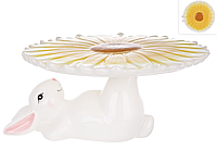 Подставка для пасхи/торта Кролик с цветком белая