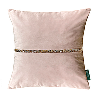 Подушка декоративна зі срібно-золотистими стразами PAGOTI Diamond пудрова 40х40 см