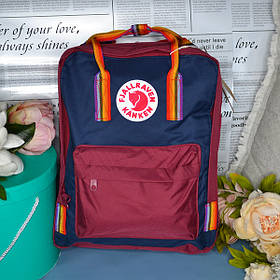 Рюкзак на 16 літрів з райдужною ручкою KÅNKEN синій+бордо кольору розмір 37*28*12см
