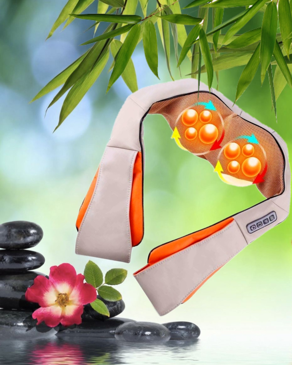 Масажер для шиї спини з ІЧ-підігрівом <unk> Massager of neck kneading Plus <unk> Роликовий масажер-накидка на плечі