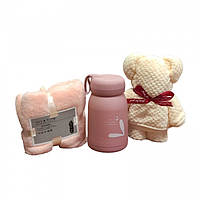 Новинка! Набір подарунковий Simple Life (іграшка, термокухоль, рушник) Рожевий