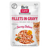 Влажный корм Brit Care Cat Pouch для кошек, филе в соусе, пикантный лосось, 85 г