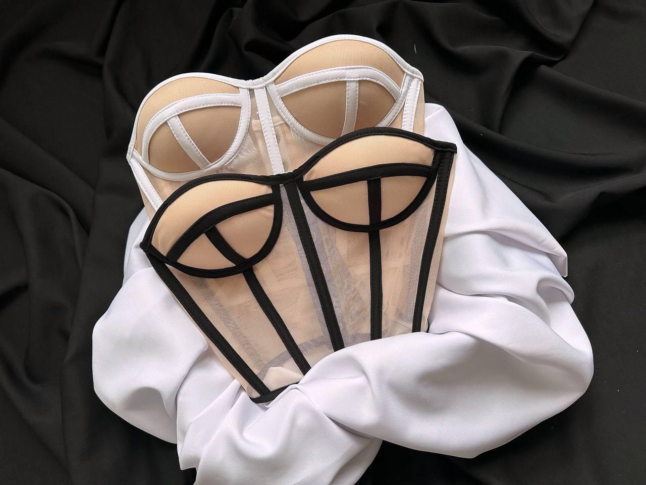 Жіночий корсетний топ бюстьє зі вставками сітки (р. S, M) 66FU1200Е, фото 1