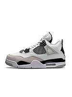 Мужские демисезонные кроссовки Nike Air Jordan 4 Retro M White Military (белые с черным) кроссы A2163 Найк