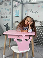Дитячий столик і стільчик рожевий. Столик із шухлядою для олівців і розмальовок
