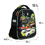 Рюкзак шкільний каркасний Kite Education Hot Wheels 35x26x13.5 см 12 л, 115-130 см, чорний (HW24-555S), фото 4