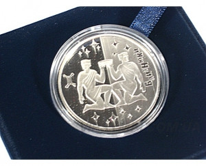 Подарункова колекційна срібна монета "Близнюки" 925 проби, 16 грамів, Національний банк України