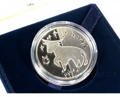 Подарункова колекційна срібна монета 925 проби "Телець", 16 грам, Національний банк України