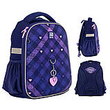 Рюкзак шкільний каркасний Kite Education Check and Hearts 35x26x13.5 см 12 л, фіолетовий (K24-555S-3), фото 3